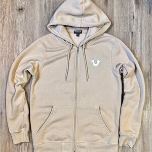 True Religion Beige Fleece-Lined Hoodie